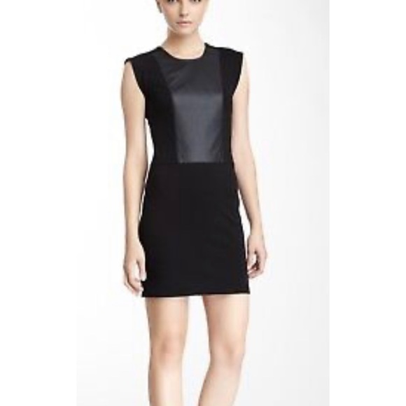 Faux Leather Panel Dress French connection NWT black - Picture 1 of 4